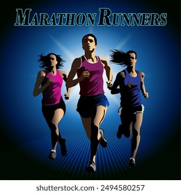 Marathon running competition vector illustration.