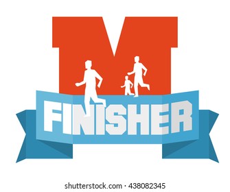 marathon running finisher. Flat vector illustration.