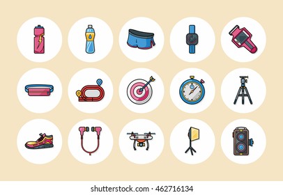 Marathon and running icons set