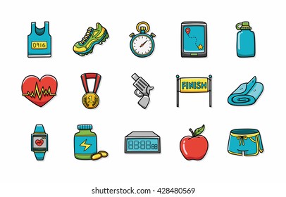 Marathon and running icons set,eps10
