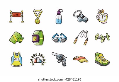 Marathon and running icons set,eps10