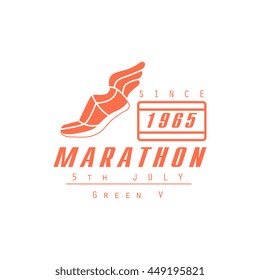 Marathon Running Orange Label Design