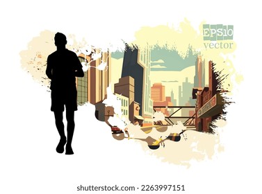 Carrera maratoniana. Hombre trotando para promover la buena salud.