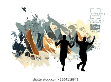 Marathon running race. Man jogging to promote good health.