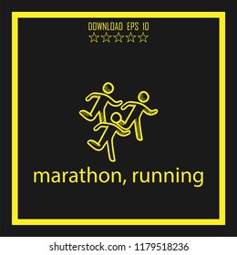 marathon, running sketch vector icon