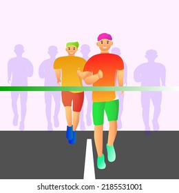 marathon running vector art flat illustration 