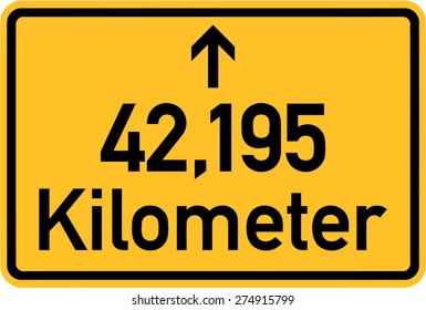 Marathon Sign 42,195 kilometres