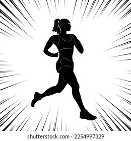 Marathon for speed. Sprint. Running sprint girl. Silhouette of a running man. Athletics. Kind of sport. Athlete.
