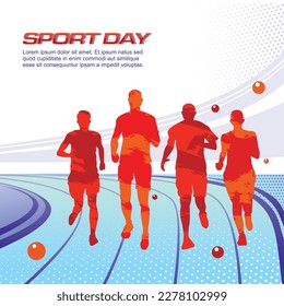 Marathon sport banner design. Running Silhouette Illustration Vector