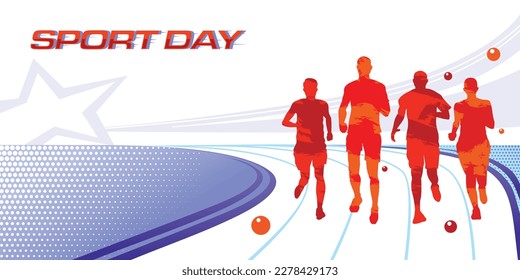 Marathon sport banner design. Running Silhouette Illustration Vector