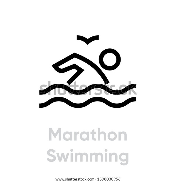 Marathon Swimming
sport icons. Editable
stroke