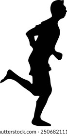 Marathon Training with the Pose hand drawn vector silhouette,