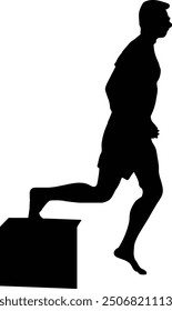 Marathon Training with the Pose hand drawn vector silhouette,