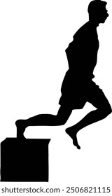 Marathon Training with the Pose hand drawn vector silhouette,