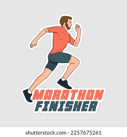 Marathoner Stickers vector art print ready template
