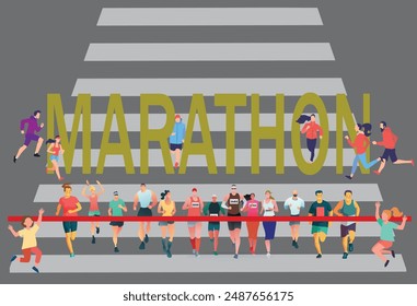 marathon,pepole running,Illustration de concept marathon