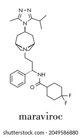 Maraviroc HIV drug molecule (entry inhibitor class). Skeletal formula.
