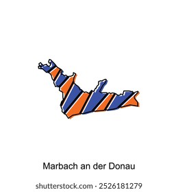 Marbach an der donau map flache Symbolgrafik, Vektorkarte von Österreich mit Vorlage für geometrische Streifenfarbsymbole