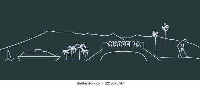 Marbella Single Line Skyline Profile