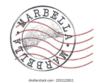 Marbella, Málaga, Spain Stamp Map Postal. Silhouette Seal Roads and Streets. Passport Round Design. Vector Icon. Design Retro Travel National Symbol.