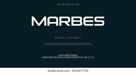 Marbes Abstract minimal modern alphabet fonts. Typography technology vector illustration