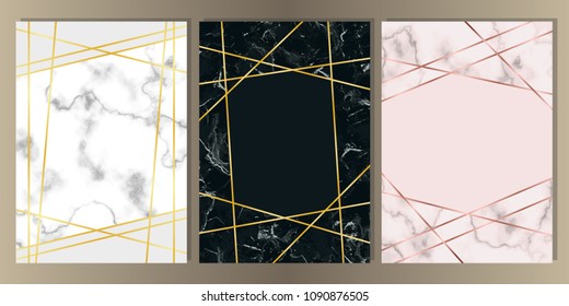 Marble A4 Card with Gold Line Set
