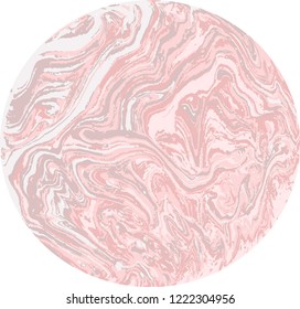 Marble abstract acrylic background. Nature pink marbling artwork texture. Imitation of a cross round section of a gemstone. Vector illustration.