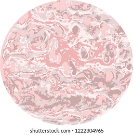 Marble abstract acrylic background. Nature pink marbling artwork texture. Imitation of a cross round section of a gemstone. Vector illustration.