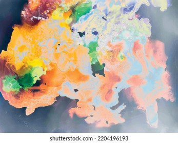 Marble Abstract Pattern. Alcohol Ink Splash Paint. Fluid Acrylic Grunge. Acrylic Ink Illustration. Liquid Marble Watercolor. Fluid Abstract Background. Multi Color Holi Space. Galaxy Abstract Painting
