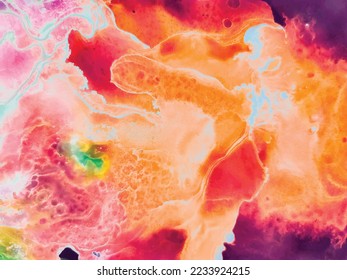 Marble Abstract Pattern. Fluid Splash Sun Fire. Fluid Liquid Splash. Liquid Gradient Illustration. Alcohol Ink Background. Yellow Holi Space. Acrylic Ink Marble Paint. Hot Vector Abstract Sun Fire
