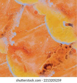 Marble Abstract Pattern. Liquid Repeat Watercolor. Acrylic Ink Splash Paint. Alcohol Ink Illustration. Fluid Seamless Background. Fluid Acrylic Grunge. Orange Holi Space. Hot Vector Seamless Template