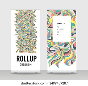 Marble Abstract Shapes Modern Exhibition Advertising Trend Business Roll Up Banner Stand Poster Brochure flat design template creative concept. Marble Roll Up EPS. Presentation Cover