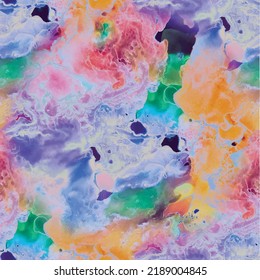 Textura de resumen de mármol. Espacio de repetición de tinta acrílica. Grunge acrílico fluido. Acuarela De Tinta Alcohólica. Ilustración De Resumen Líquido. Fondo de salpicadura fluida. Pintura Holi de varios colores. Plantilla sin costura de galaxia
