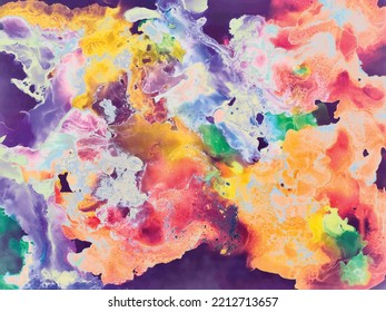 Marble Abstract Texture. Fluid Abstract Watercolor. Liquid Marble Background. Acrylic Ink Splash Paint. Fluid Liquid Grunge. Multi Color Holi Space. Alcohol Ink Illustration. Vector Abstract Painting