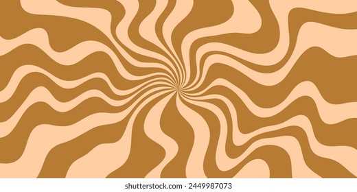 Marble acrylic radial swirl pattern. Coffee, caramel or chocolate liquid texture. Abstract beige brown psychedelic waves print background.