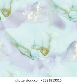 Marble Alcohol Ink. Blue Oriental Background. Water Color Watercolor. Blue Fluid Marble Watercolor. Gold Water Color Repeat. Gold Lavender Art Tile. Luxury Abstract Template. Floor Seamless Repeat.