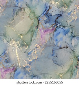 Marble Alcohol Ink. Bronze Ink Vector. Vector Seamless Texture. Green Marble Watercolor. Pink Art Paint. Gold Golden Background. Water Color Marble. Vector Seamless Template. Blue Abstract Background.