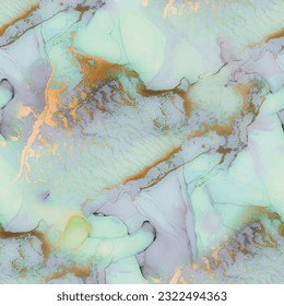 Marble Alcohol Ink. Gold Purple Art Tile. Alcohol Ink Background. Gold Water Color Marble. Modern Seamless Painting. Wall Elegant Texture. Blue Oriental Watercolor. Blue Fluid Marble Background.