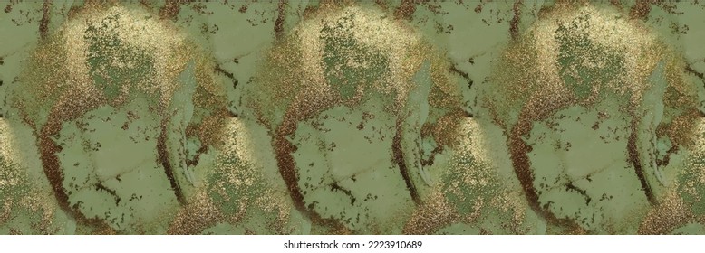Marble Alcohol Ink. Light Seamless Pattern. Green Marble Watercolor. Ink Vector Canvas. Gold Ink Paint. Modern Seamless Template. Shiny Water Color. Green Abstract Background. Gold Luxury Background