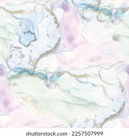 Marble Alcohol Ink. Luxury Seamless Painting. Pink Abstract Background. Blue Ink Paint. Gold White Background. Green Marble Watercolor. Light Seamless Pattern. Water Color Canvas. Bronze Ink Vector.