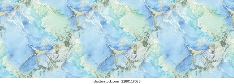 Marble Alcohol Ink. Metal Ink Vector. Water Color Canvas. Geode Elegant Pattern. Modern Seamless Template. Pink Seamless Watercolor. Green Marble Background. Blue Ink Paint. Gold White Background.