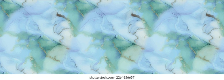 Marble Alcohol Ink. Modern Seamless Template. Foil Geode Seamless Repeat. Vector Ink Background. Gold Gradient Background. Green Marble Watercolor. Metal Water Color. Blue Ink Paint. Golden Marble.