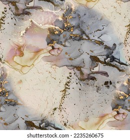 Marble Alcohol Ink. Pink Oriental Background. Lavender Alcohol Ink Background. Gold Water Color Marble. Pink Wall Elegant Pattern. Gold Ink Paint. Floor Marble Watercolor. Modern Seamless Painting.