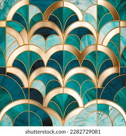 Marble art Deco pattern. Luxury  stone textured turquoise background. Decorative mosaic inlaid marble Deco pattern. Modern ornate beautiful art deco design. Endless grunge texture. tile. Element.