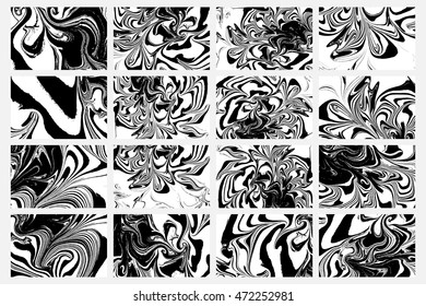 Marble art. Traditional Turkish marble technique. Painting on water transferred on highly textured paper or cloth. Color paint marbling with waves and tile pattern.
