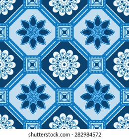 Marble background. Decorative motif for ceramic tiles. Geometric shapes for your design. A colorful Portuguese azulejo tile.
