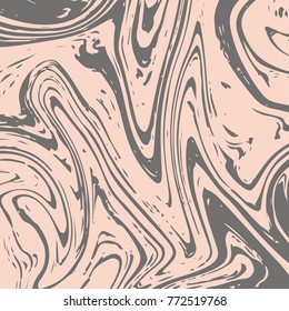Marble Background. Hand Painted Modern Suminagashi Ink Print. Beige Brown, Grey Liquid Acrylic Pattern. Liquid Japanese Suminagashi Marble Background. Glamour VIP Rich Design. Faded Decoration.