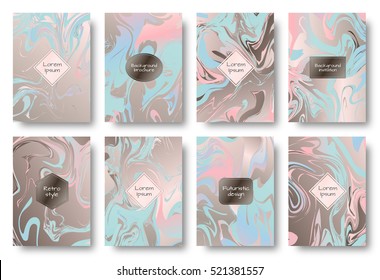 Marble background. Marbling paint. Art deco vector. Ink texture. Set for cover, flyers, leaflets, promotional offers, banners, brochures, booklets.
