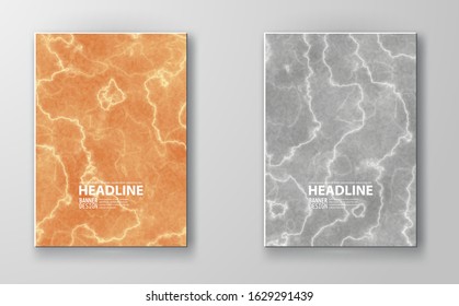 Marble background set. Marbling paint poster. Stone texture. Set for cover, flyers, leaflets, promotional offers, banners, brochures booklets Vector illustration