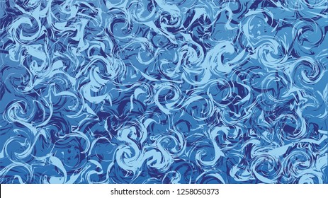 Marble blue abstract background. Digital painted vector marbled texture. Wide aspect ratio.